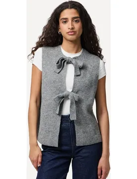 Jersey chaleco de punta y abertura de lazos de mujer - Pieces - FashionsVida
