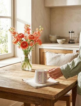 Tazza con stampa - rosa pastello