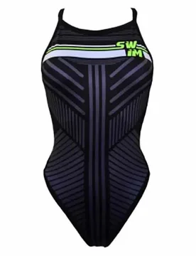 Revolution Lines Swimsuit Black 6XL Women - TURBO - FashionsVida