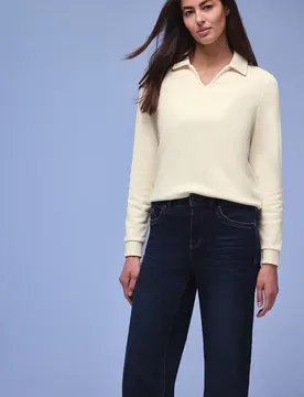 Sweatshirt mit Kragen female Beige - Street One - FashionsVida