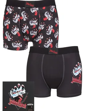 Judas Priest 2 Pack Exclusive to Gift Boxed Boxer Shorts Black Medium - Black - Size: Medium - SockShop - FashionsVida