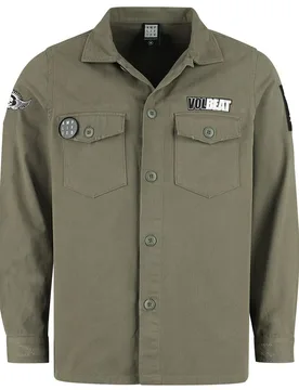 Langarmhemd - Amplified Collection - Military Shirt - Shacket - M - für Männer - Größe M - khaki - Lizenziertes Merchandise! - Männer - male - Volbeat - FashionsVida