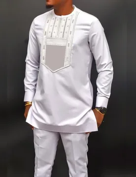 Kaftan Luxury Designer Men's Set African Clothing Men Suit Solid Color Embroidered Top and Sweatpant 2Pcs Festive Wedding Simple - Aliexpress - FashionsVida