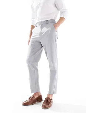 Mens Smart Tapered Trousers In Light Grey - Size 36w/34l - ASOS DESIGN - FashionsVida