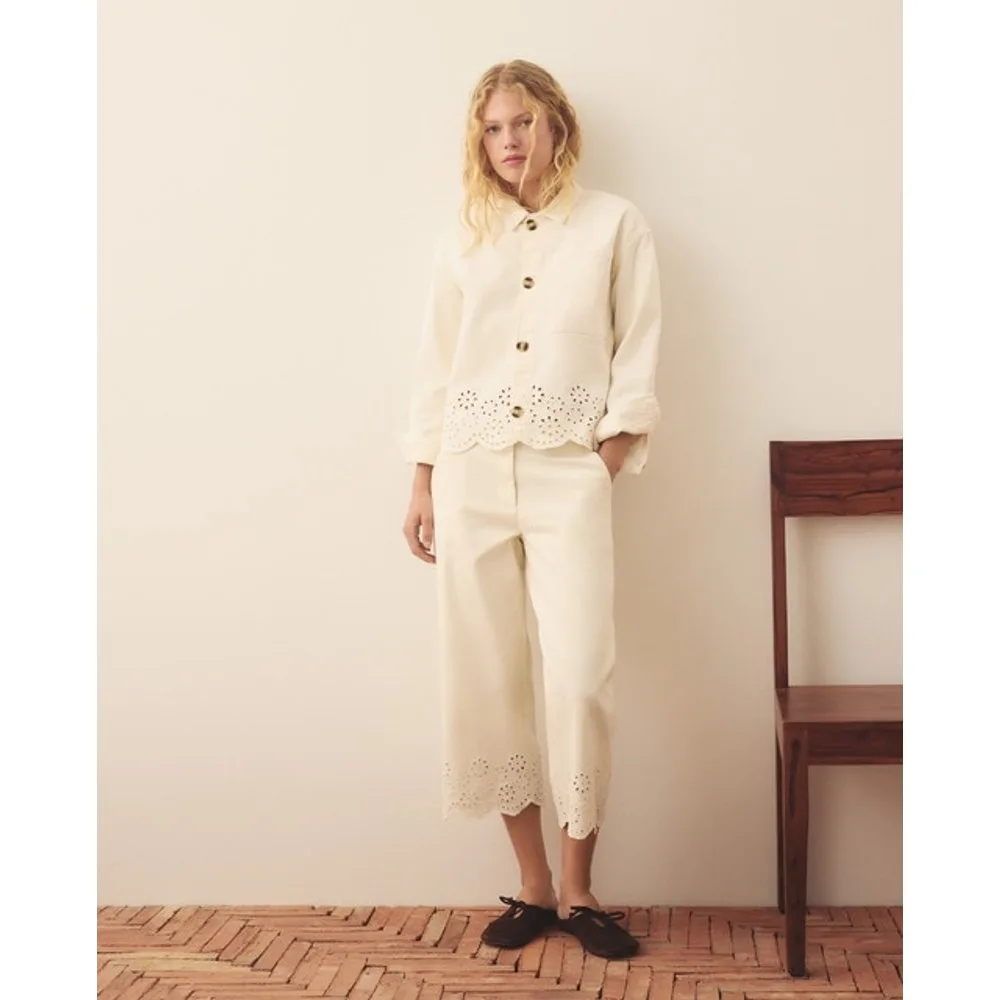 Pantalón bordado troquelado de mujer - Southern Cotton - FashionsVida