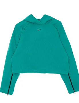 Felpa Leggera Cappuccio Donna W Sportswear Tech Pack Hoodie All Over Jacquard Neptune Green/black - Nike - FashionsVida