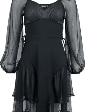 Gothic Kleid knielang - Crinkle Mesh and Jersey Mini Dress - XS bis L - für Damen - Größe M - schwarz - Frauen - female - Jawbreaker - FashionsVida