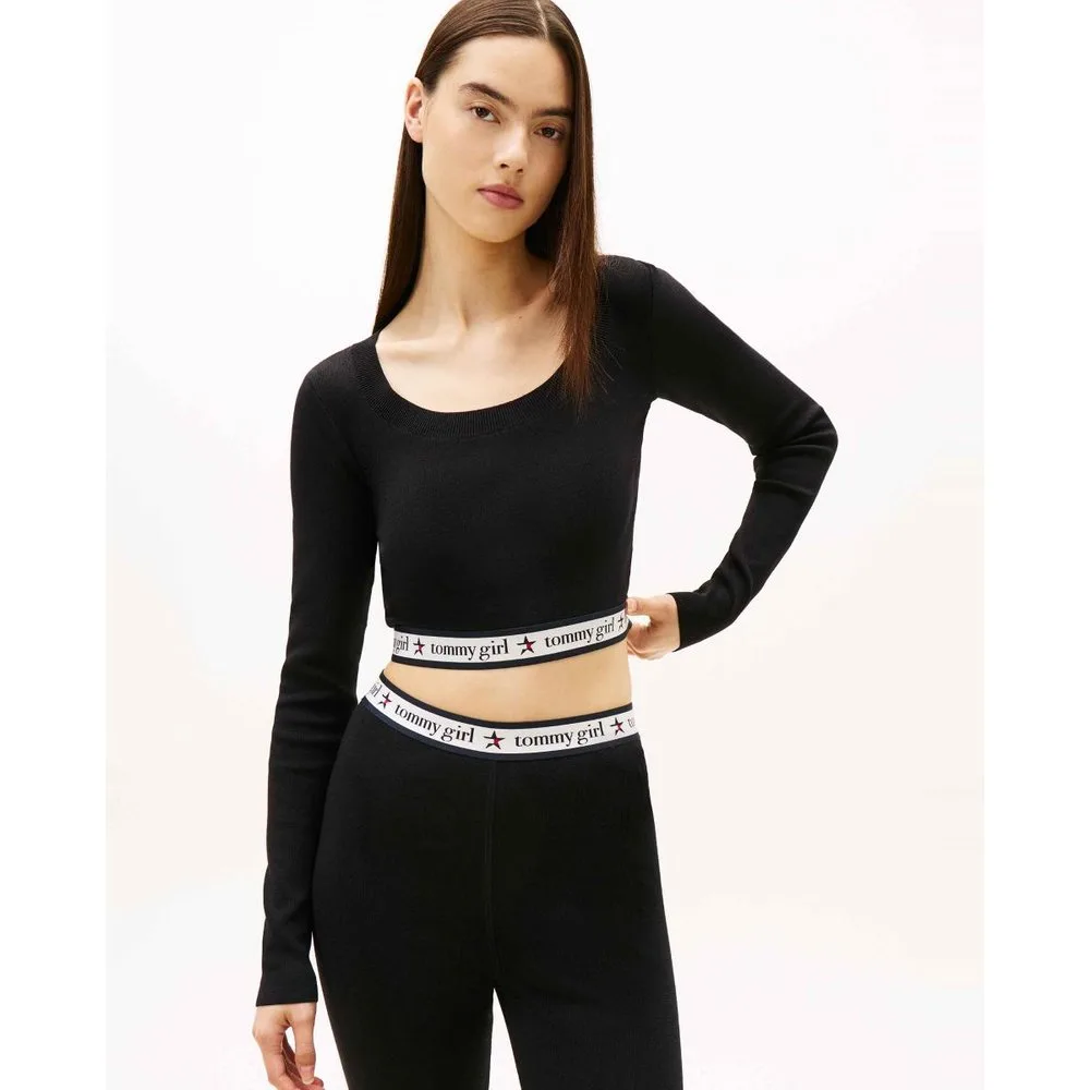 Top de mujer cropped de punto Tommy Girl - Tommy Jeans - FashionsVida