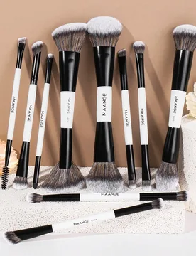 Set de 3/6/10/11/17 piezas de brochas de maquillaje profesionales de doble punta, incluye bolsa de maquillaje, brocha para base, brocha para contorno, - Shein - FashionsVida