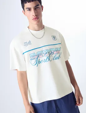 T-Shirt Manches Courtes Imprimé L Blanc - Bershka - FashionsVida