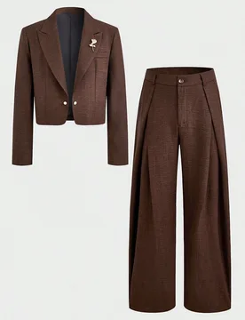 Conjunto de chaqueta de traje de solapa con muesca de un solo botón y pantalones casuales de negocios para hombres HIMLAND, traje de 2 piezas de ajus - Shein - FashionsVida