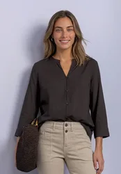 Arm Bluse mit Split Neck female Braun