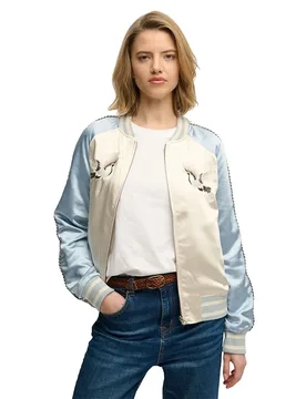 Blouson Bomber Suikajan Embroidered Blue Fog M - Superdry - FashionsVida