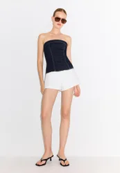 Bandeau-Jeans-Top IM STÜCK GEFÄRBTER DENIM-WASHED-LOOK XL