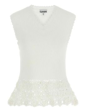 Ganni Gilet in cotone all'uncinetto