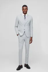 Herren Super Skinny Graues Einreihiges Sakko Grey Größe 38