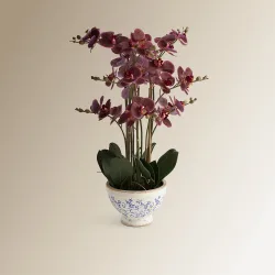 Planta artificial Orquídea en maceta vintage
