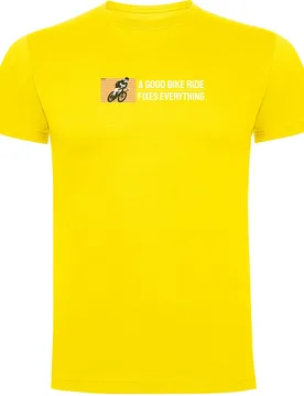 Maglietta A Maniche Corte Good Bike Ride Yellow - Kruskis - FashionsVida