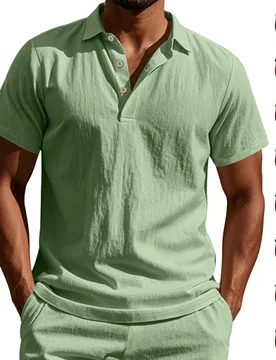 Light Luxury Linen Men Polo Shirt Solid Color Non Stretch Short Sleeve Collared T-shirt Soft Skin Friendly Business Summer Top - Aliexpress - FashionsVida