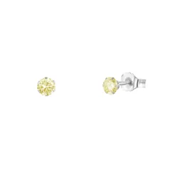 Womens Sterling Silver 3mm Citrine Cz Crystal Stud Earrings - One Size