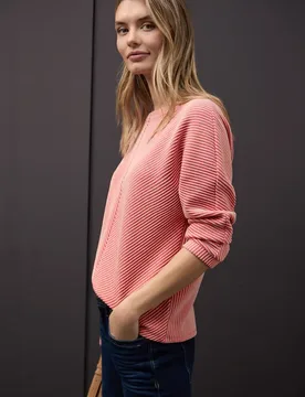 Two-Tone Strukturshirt female Pink - Street One - FashionsVida