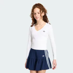 T-SHIRT A MANICA LUNGA ADERENTE IN MINI COSTINA A PORTAFOGLIO 9-10A White