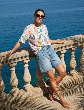 T-shirt in cotone con stampa - multicolor
