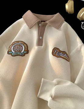 Collared American retro heavyweight couple long-sleeve jacket with letter embroidery and collar, fashionable loose youth wear - Aliexpress - FashionsVida