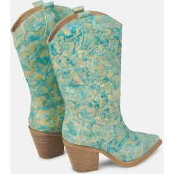 Botas básicas de mujer de piel estilo cowboy con detalles bordados y puntera afilada