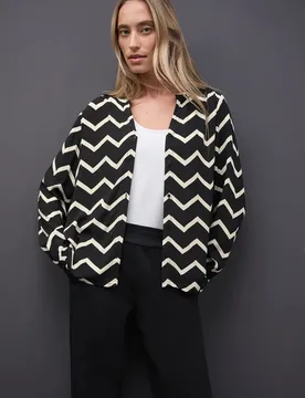 Bluse mit Zick-Zack-Muster female Schwarz - Street One - FashionsVida