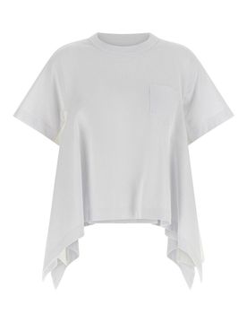 Sacai T-shirt con inserto in denim