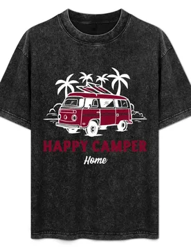 Happy camper home T-Shirt Soft Casual Short Sleeve Cotton Tee - Aliexpress - FashionsVida
