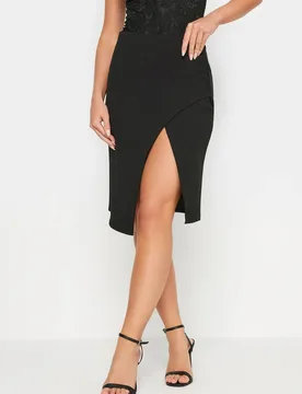 Women's Petite Wrap Skirt in Black Size: 12 - Black - Size: 12 - PixieGirl - FashionsVida