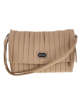 Borsa a spalla beige con pattina e pochette E4728B