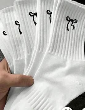 Pares de calcetines de media caña con lazo de unicolor para mujer, calcetines deportivos, minimalistas de moda, casuales, cómodos, versátiles para - Shein - FashionsVida