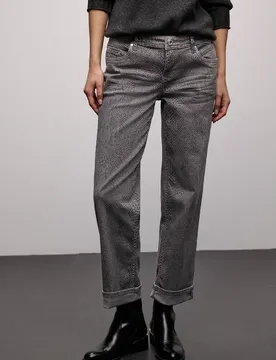 Snake Print Jeans female Grau