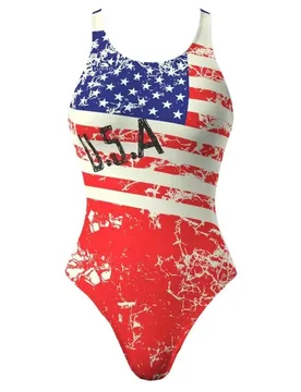 Usa Vintage 2013 Swimsuit Red / Navy 4XL Women - TURBO - FashionsVida
