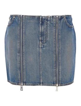 Gonna zippata anteriore in denim vintage