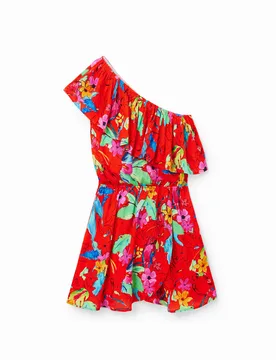 Robe courte asymétrique tropicale RED S female - Desigual - FashionsVida