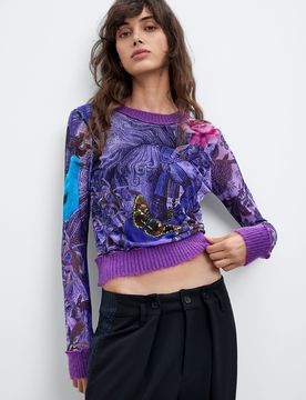 Camiseta Estampada M. C. Lacroix, Mujer, Poliester, Rojo, XS