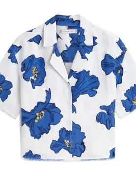 Camisa de mujer estampada en mezcla de lino y viscosa - Tommy Hilfiger - FashionsVida