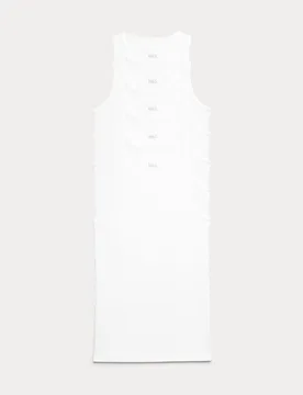 Pack Essential Cotton Sleeveless Vests White male - M&S - FashionsVida