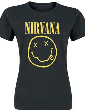 T-Shirt - Logo - S bis XXL - für Damen - Größe M - schwarz - Lizenziertes Merchandise! - Frauen - female - Nirvana - FashionsVida