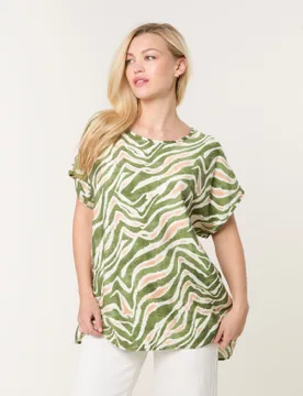 Animal Printed Diamante Detailed Top - S/M / GREEN - female - Blue Vanilla - FashionsVida