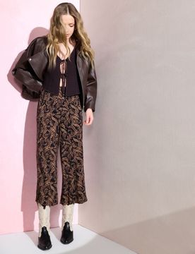 Pantaloni culotte in viscosa con motivo paisley - multicolor