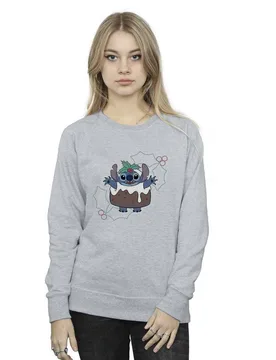 Women's Lilo & Stitch Pudding Holly Sweatshirt in Grey Size: Large - Grey - Size: L - Disney - FashionsVida