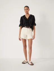 HUSH Denim Shorts Ecru female