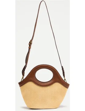 Bolso mediano efecto rafia con asa - Tintoretto - FashionsVida