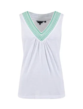 Weird Fish Kinton Embroidered Jersey Vest Top Size 20 - holiday-shop holiday-shop womens-summer-shop offers all-offers offers womens-offers women wome - White - FashionsVida