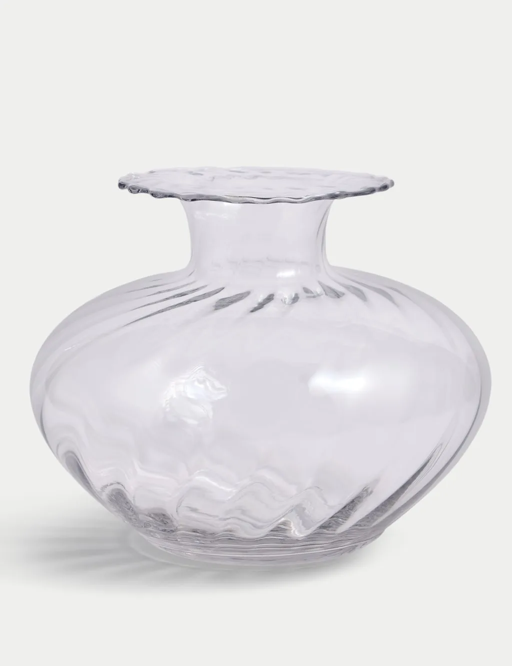 Medium Textured Scallop Glass Vase Clear - M&S - FashionsVida